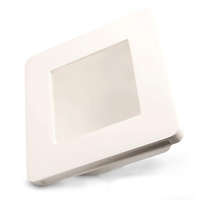 Gips-Einbaustrahler GU5.3, quadratisch mit Glas satin, rückversetzt, weiß