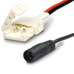 Clip round plug connection for 2 pole IP20 flex stripes with width 8mm, pitch spacing >12mm