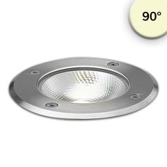 LED inground light, round stainless steel, IP67, 7W COB, 90°, warm white