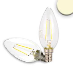 E14 LED candle, 2W, CLEAR, warm white, dimmable