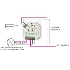 Sys-One Funk/Push Dimmer für dimmbare 230V LED Leuchtmittel/Trafos, 200VA