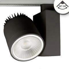 3-PH track light focussable, 30W, 30°-50°, black matt, 4000K, dimmable