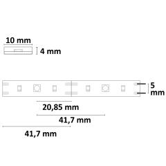 LED UV-C MiniAMP flex stripe 270nm, 12V DC, 12W, IP54, 116cm black single cable + malePlug, 24 LED/m