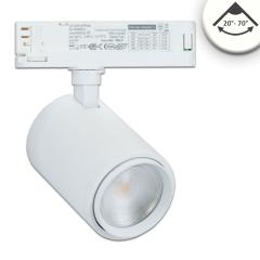 3-PH track light focussable, 42W, 20°-70°, white matt, 4000K, CRI92
