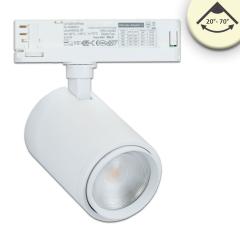 3-PH track light focussable, 42W, 20°-70°, white matt, 3000K, CRI92