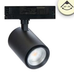 3-PH track light focussable, 42W, 20°-70°, black matt, 3000K, CRI92