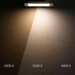LED Downlight, 24W, eckig ultraflach schwarz, 300x300mm, ColorSwitch 3000|3500|4000K, dimmbar